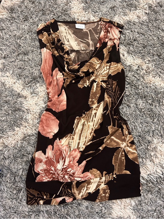 Suzy Shier Tops - Suzy Shier Black Floral Cowl Neck Camisole